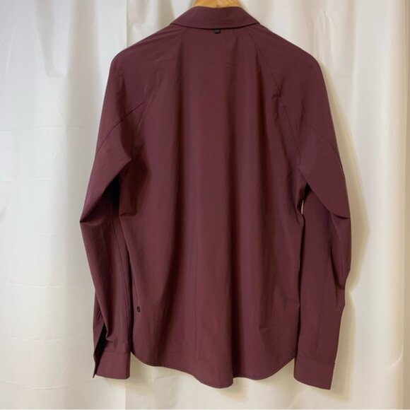 Lululemon Voyage Long Sleeve Buttondown Wee Stripe Black Cherry Prep Red Medium - Picture 6 of 10